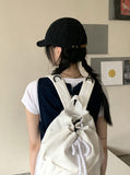 Paon Two-Pocket String Canvas Cotton Backpack