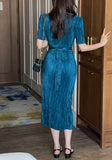 Ennis Pleated Wrap Strap Long One Piece