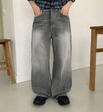 Mason Snap Button Washed Wide Denim Pants