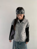 Siduri Hairy Collar Short Sleeve Knit Cardigan