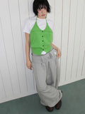 BUTTON HALTER KNIT TOP