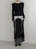 Vero Layering Color Matching Long Skirt
