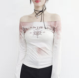Sehi Printed Off-Shoulder T-Shirt