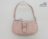 Linta Pink Printed Leather Hobo Baguette Shoulder Bag