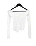Curved off-shoulder knit
