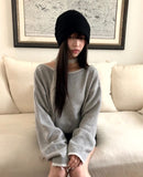 [Muffler SET] Mavin Lip Neck Color Matching One Off Shoulder Wool Long Sleeve Knit