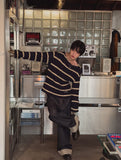 [LANARCH] Frayed Cable Stripe Sweater