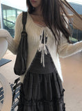 Helo Angora Rib Ribbon Knit Cardigan