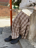 Hari Check Unbalanced Slit Long Skirt