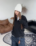 Karen Button Henley Neck Ribbed Knit