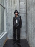 Lidore Metal Button Leather Jacket