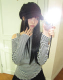 Wondeun Stripe One-Shoulder T-Shirt