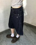 Doppin Incision Adjust Washing Denim Bermuda Pants