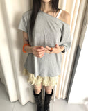 Ute Stripe Frill Tiered Banding Short Pants