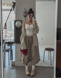 Palm Stripe Seersucker Over Shirt