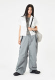 Cotton waist string parachute pants