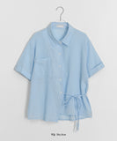 Moldef Stripe Seersucker Ribbon Short Sleeve Shirt
