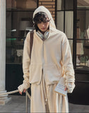 Henne warmer layered two way hoodie zip-up