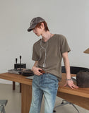 Veil Button V-neck Short Sleeve T-shirt