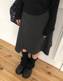 Annyu Unbalanced Button Midi Skirt