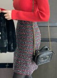 Cleans Check Tweed A-Line Mini Skirt