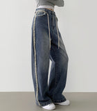 Side Surgery Point Hip Point Long Wide Denim Pants