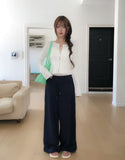 Mode Ribbed Open Frill Cardigan