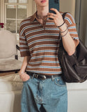 Bern Striped Collared Short Sleeve Knit