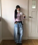 Drok cut balloon fit wide denim pants