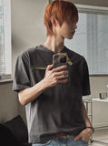 Philo Diagonal Henley Neck Short Sleeve T-shirt