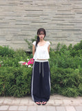 Deumyo Color Matching Track Nylon Banding Wide Pants