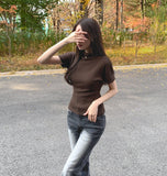 Luxurious Mood Half-Neck Span Slim Fit Short Sleeve T-shirt