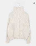 Luon wool high-neck loose cardigan