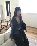Rumi wrinkle see-through ribbon cardigan
