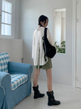 Morton back-slit see-through strap boxy fit long sleeve shirt