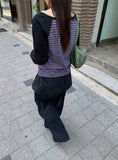Shabanin Stripe Henley Neck Long Sleeve Tee