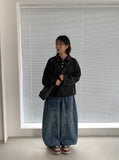 [Unisex] Melnew Snap Button Denim Banding Wide Pants