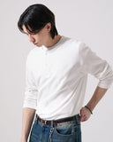 Textured Henley Neck Long Sleeve T-Shirts