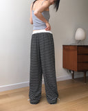 Doven Stripe Two-Way Sweat Wide Pile Pants