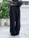 Minut two-way button strap long wide slacks