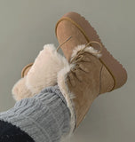 Suede Platform Sole Middle Walker Folding Sheepskin Boots