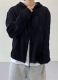 Chess Knit Hood Zip-up