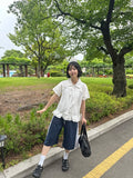 Seputte Shirring Frill Short Sleeve Blouse