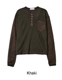 Lucene Two-Tone Fingerhole Henley Neck Knit