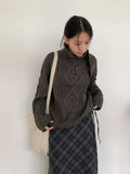 Hyoro Button High Neck Cable Knit