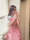 GN Seersucker Check Collar Puff One Piece (Belt Set)