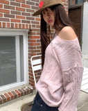 Gyoli cable pattern one-off-shoulder long-sleeved knit