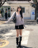 Bay Ruffle Check Cardigan Set