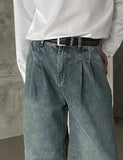 Kans double pin tuck denim pants