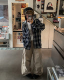 Leaf Hooded Layered Check Shirt